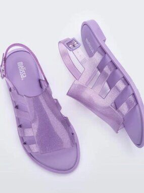 Mini Melissa Melboemia Lilac Glitter Sandals Size 12 - New!